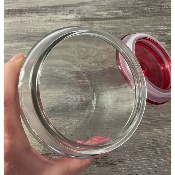 “Sweets” Candy Jar Clear with Fuchsia Pink Top - Picture 7 of 8